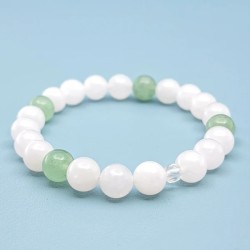 Bracelet en Jade Blanc et Aventurine Verte - Bijou Magique