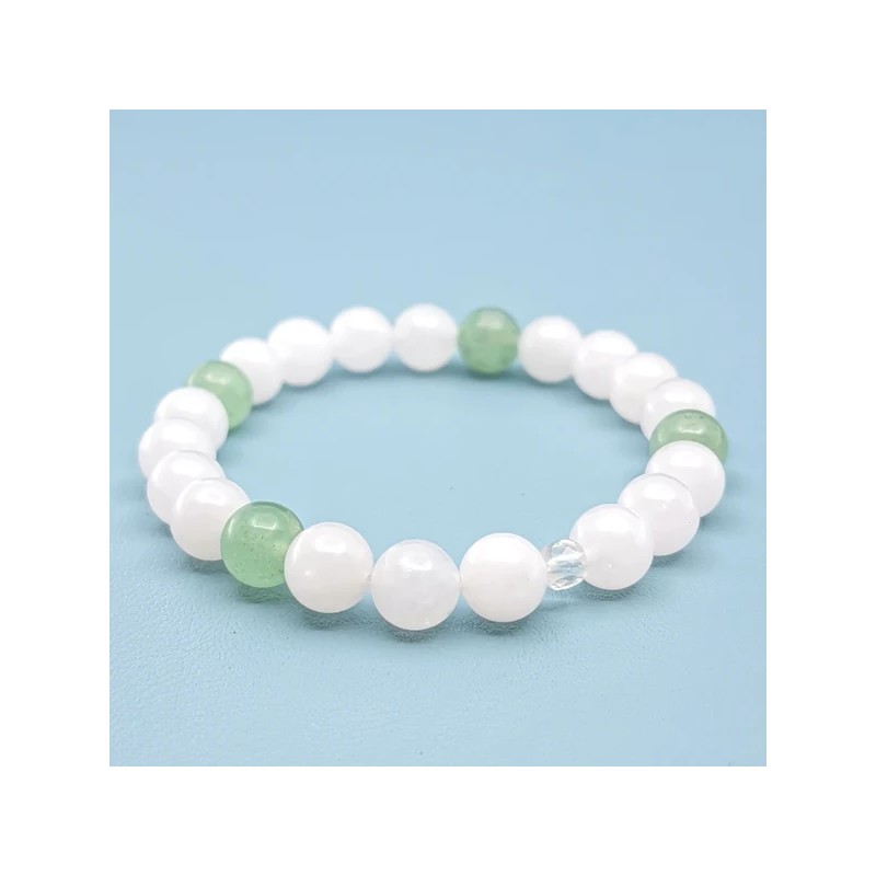 Bracelet en Jade Blanc et Aventurine Verte - Bijou Magique