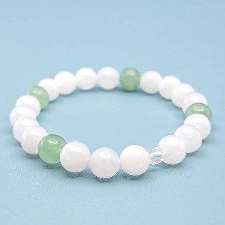 Bracelet en Jade Blanc et Aventurine Verte - Bijou Magique