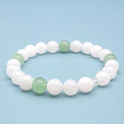 Bracelet en Jade Blanc et Aventurine Verte - Bijou Magique