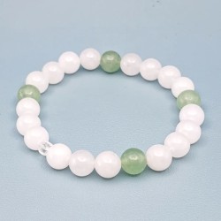 Bracelet en Jade Blanc et Aventurine Verte - Bijou Magique
