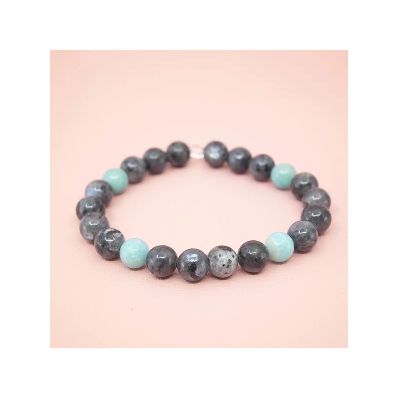 Bracelet en Larvikite et Amazonite - Bijou-Magique.Fr