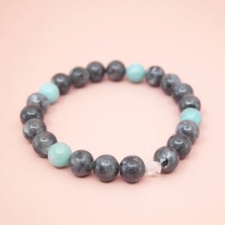 Bracelet en Larvikite et Amazonite - Bijou-Magique.Fr