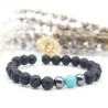 Bracelet Pierres Naturelles en Pierre de Lave et Amazonite