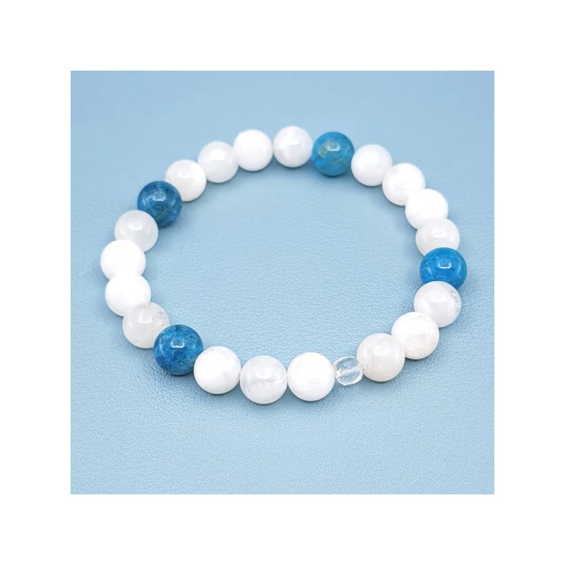 Bracelet "Féminité" en Pierre de Lune et Apatite - Bijou Magique