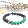 Bracelet Pierres Naturelles - Pierre de Lave et Malachite - Bijou-Magi