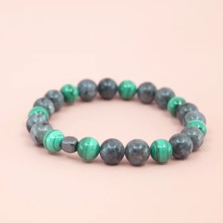 Bracelet Création en Larvikite et Malachite - Bijou Magique
