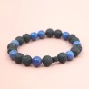 Bracelet Pierres Naturelles en Pierre de Lave et Dumortierite
