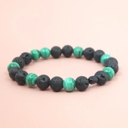 Bracelet en Pierre de Lave et Malachite - Bijou-Magique.fr
