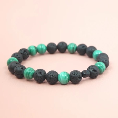 Bracelet en Pierre de Lave et Malachite - Bijou-Magique.fr