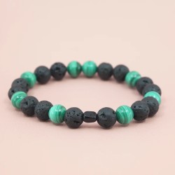 Bracelet en Pierre de Lave et Malachite - Bijou-Magique.fr
