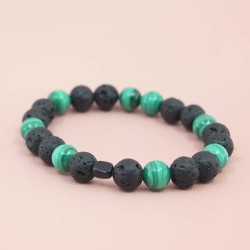 Bracelet en Pierre de Lave et Malachite - Bijou-Magique.fr