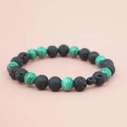 Bracelet en Pierre de Lave et Malachite - Bijou-Magique.fr