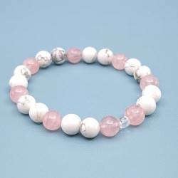 Bracelet "Douceur" - Howlite et Quartz Rose