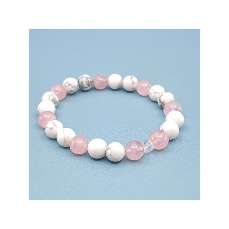 Bracelet "Douceur" - Howlite et Quartz Rose