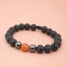 Bracelet Pierres Naturelles en Pierre de Lave et Aventurine Orange