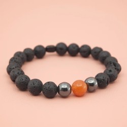 Bracelet Pierres Naturelles en Pierre de Lave et Aventurine Orange