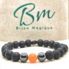 Bracelet Pierres Naturelles en Pierre de Lave et Aventurine Orange