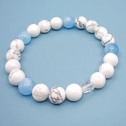 Bracelet "Sérénité" en Howlite et Aigue Marine - Bijou Magique