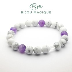 Bracelet "Sérénité" en Howlite et Améthyste - Bijou Magique