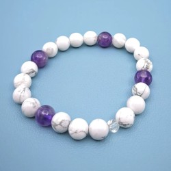 Bracelet "Sérénité" en Howlite et Améthyste - Bijou Magique