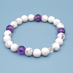 Bracelet "Sérénité" en Howlite et Améthyste - Bijou Magique