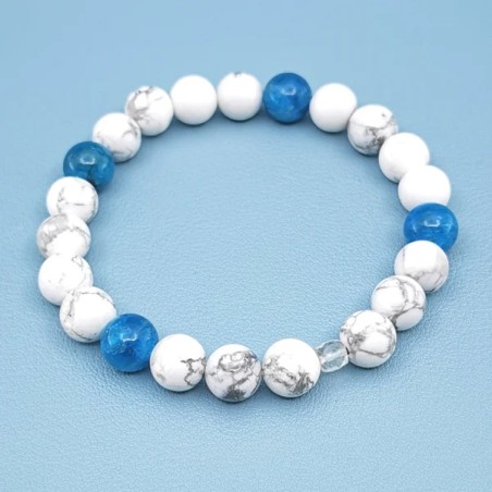 Bracelet "Sérénité" en Howlite et Apatite - Bijou Magique