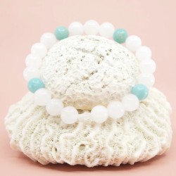 Bracelet en Jade Blanc et Amazonite - Bijou-Magique.Fr