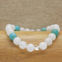 Bracelet en Jade Blanc et Amazonite - Bijou-Magique.Fr